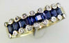 1.45CT DIAMOND & AAA SAPPHIRE 14KT YELLOW GOLD PRINCESS & ROUND ANNIVERSARY RING