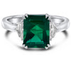 ESTATE LARGE 5.43CT DIAMOND & AAA EMERALD 18K WHITE GOLD SQUARE & TRAPEZOID RING