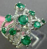 ESTATE 1.66CT DIAMOND & AAA EMERALD 18KT WHITE GOLD MULTI ROW CRISS CROSS RING