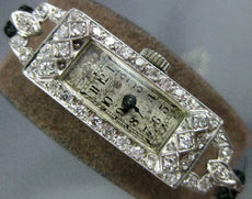 ANTIQUE PLATINUM GENEVE .60CT OLD MINE DIAMOND FILIGREE LADIES WATCH #20556