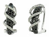 1.09CT WHITE & BLACK DIAMOND 14KT WHITE GOLD MULTI ROW CLIP ON HANGING EARRINGS