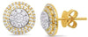 ESTATE .86CT DIAMOND 14KT 2 TONE GOLD FLOWER DOUBLE HALO CLASSIC STUD EARRINGS