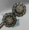 ANTIQUE LARGE .66CT FANCY COLOR DIAMOND 18KT BLACK GOLD FLOWER ETOILE EARRINGS