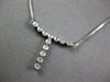 ESTATE .18CT DIAMOND 14K WHITE GOLD 3D CLASSIC BEZEL T SHAPE LARIAT FUN NECKLACE
