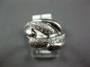ESTATE WIDE .17CT DIAMOND 14KT WHITE GOLD 3D MULTI LEAF CRISS CROSS FUN RING