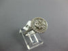 WIDE 1.0CT DIAMOND 14KT WHITE GOLD 3D ROUND & BAGUETTE CLUSTER FLOWER LOVE RING