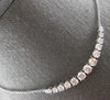 EXTRA LARGE 3CT DIAMOND 14KT WHITE GOLD 3D GRADUATING V SHAPE BAR LOVE NECKLACE