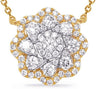ESTATE .77CT DIAMOND 14KT WHITE AND YELLOW GOLD 3D CLASSIC FLOWER LOVE NECKLACE
