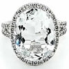 LARGE 7.63CT DIAMOND & AAA AQUAMARINE 18KT WHITE GOLD 3D OVAL & ROUND HALO RING