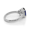 3.15CT DIAMOND & AAA SAPPHIRE 18KT WHITE GOLD EMERALD CUT & OVAL ENGAGEMENT RING