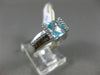 ESTATE 1.62CT DIAMOND & AAA BLUE TOPAZ 14KT WHITE GOLD 3D SQUARE FRIENDSHIP RING