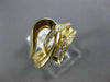 ESTATE WIDE .15CT DIAMOND 18KT YELLOW GOLD 3D DOUBLE LEAF CRISS CROSS FUN RING