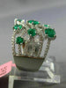 ESTATE 1.66CT DIAMOND & AAA EMERALD 18KT WHITE GOLD MULTI ROW CRISS CROSS RING