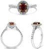 1.17CT DIAMOND & AAA RUBY 14KT 2 TONE GOLD 3D OVAL & ROUND HALO ENGAGEMENT RING