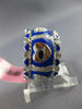 WIDE 1.03CT DIAMOND & BLUE ENAMEL 18KT WHITE GOLD MULTI HEART ETERNITY LOVE RING