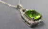 LARGE 2.15CT DIAMOND & AAA PERIDOT 14KT WHITE GOLD SQUARE HALO FLOATING PENDANT