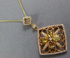 1.43CT WHITE & FANCY YELLOW DIAMOND 18KT ROSE GOLD OPEN FILIGREE SQUARE PENDANT
