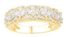 ESTATE 1.1CT DIAMOND 14K YELLOW GOLD MULTI SHAPE FLORAL WEDDING ANNIVERSARY RING