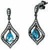 1.24CT DIAMOND & AAA BLUE TOPAZ 14KT WHITE GOLD 3D PEAR SHAPE HANGING EARRINGS