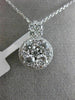 ESTATE LARGE 1.26CT DIAMOND 18KT WHITE GOLD CLUSTER HALO FLOWER FLOATING PENDANT