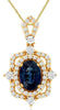 1.25CT DIAMOND & AAA SAPPHIRE 14KT YELLOW GOLD 3D OVAL FLOWER FILIGREE PENDANT