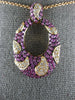 LARGE 2.63CT DIAMOND & AAA PINK SAPPHIRE 18KT ROSE GOLD 3D OVAL LEAF FUN PENDANT
