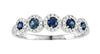 .47CT DIAMOND & AAA SAPPHIRE 14KT WHITE GOLD ROUND 5 STONE HALO ANNIVERSARY RING