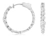 1.30CT DIAMOND 14KT WHITE GOLD 3D ROUND 7 STONE SOLITAIRE HOOP HANGING EARRINGS