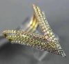 EXTRA LARGE .60CT DIAMOND 18K WHITE YELLOW & ROSE GOLD 3D THREE ROW V SHAPE RING