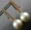 LARGE .79CT DIAMOND & SOUTH SEA PEARL 18KT ROSE GOLD TEAR DROP HANGING EARRINGS