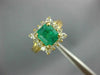 ESTATE 1.65CT DIAMOND & AAA EMERALD 18KT YELLOW GOLD SQUARE HALO ENGAGEMENT RING