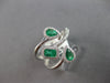 ESTATE WIDE 1.07CT DIAMOND & AAA EMERALD 14K WHITE GOLD 3D MULTI SHAPE LOVE RING