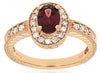 1.33CT DIAMOND & AAA RHODOLITE 14KT ROSE GOLD OVAL & ROUND HALO ENGAGEMENT RING