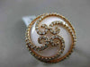 ANTIQUE LARGE 13.25CT DIAMOND & WHITE AGATE 14KT ROSE GOLD FILIGREE FLOWER RING