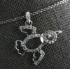 ESTATE .19CT DIAMOND 14KT WHITE GOLD 3D FUN LOVEBIRD FLOATING PENDANT