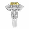 WIDE 2.96CT WHITE & FANCY YELLOW DIAMOND 18KT TWO TONE GOLD OVAL ENGAGEMENT RING
