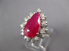ESTATE LARGE 4.23CT DIAMOND & AAA RUBY 14K WHITE GOLD PEAR SHAPE ENGAGEMENT RING