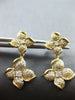 ESTATE .75CT DIAMOND 14KT YELLOW GOLD FLOWER 4 LEAF CLOVER STAR HANGING EARRINGS
