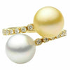 WIDE .25CT DIAMOND AAA GOLDEN & SOUTH SEA PEARL 18K YELLOW GOLD CRISS CROSS RING