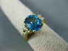 ANTIQUE 2.35CT ROUND DIAMOND & AAA OVAL BLUE TOPAZ 14KT YELLOW GOLD RING #16494
