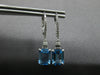 ESTATE 4.23CT DIAMOND & AAA BLUE TOPAZ 14K WHITE GOLD LEVERBACK HANGING EARRINGS