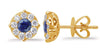 1.24CT DIAMOND & AAA SAPPHIRE 14KT YELLOW GOLD 3D FLOWER FILIGREE STUD EARRINGS