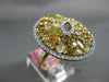 GIA EXTRA LARGE 4.22CT WHITE & MULTI COLOR DIAMOND 18K YELLOW GOLD 3D ROUND RING