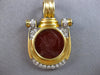 ANTIQUE LARGE DIAMOND & AAA SAPPHIRE 18K 2 TONE GOLD 3D CORNELIAN PENDANT 28157