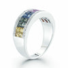 2.55CT DIAMOND & AAA MULTI COLOR SAPPHIRE 14KT WHITE GOLD PRINCESS TWO ROW RING