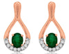 0.82CT DIAMOND & AAA EMERALD 14KT ROSE GOLD 3D OVAL & ROUND FUN HANGING EARRINGS