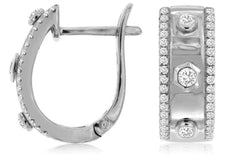 .31CT DIAMOND 14KT WHITE GOLD 3D ROUND ETOILE LEVERBACK HUGGIE HANGING EARRINGS