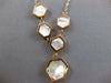 LARGE AAA MOTHER OF PEARL 14KT ROSE GOLD 3D MULTI HEXAGON FUN LARIAT NECKLACE
