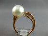 LARGE .27CT DIAMOND & AAA PINK SOUTH SEA PEARL 18K ROSE GOLD 3D DOUBLE LEAF RING