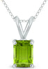 ESTATE .85CT AAA PERIDOT 14KT WHITE GOLD EMERALD CUT SOLITAIRE FLOATING PENDANT
